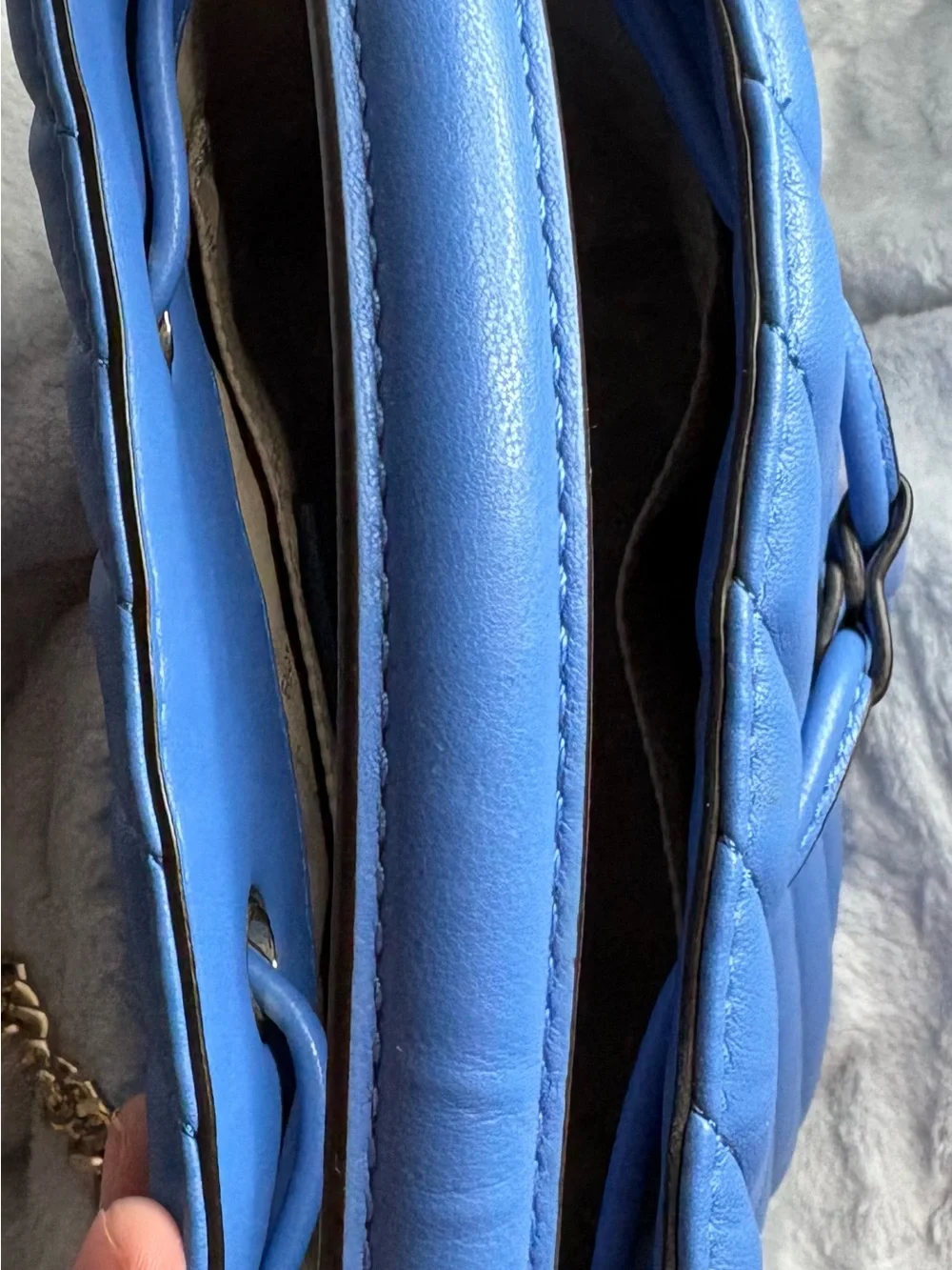 Michael Kors Bright Blue Quilted Leather Drawstring Shoulder Bag